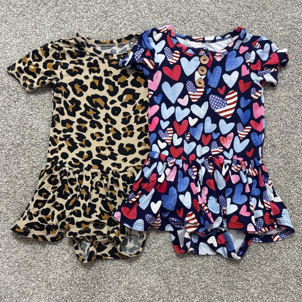 Posh Peanut Leopard and Heart Print Kids Twirls 12-18 months